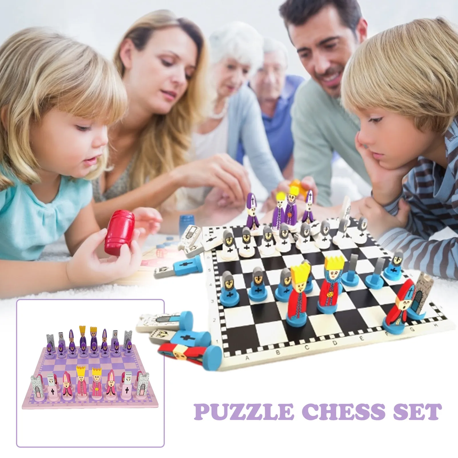 

Wooden Chess Set Foldable Chess Board And Crafted Chess Pieces Little Kids Entertainment Game Tools