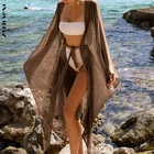 Женское шифоновое пляжное платье-кимоно, с накидкой, в стиле бохо, лето 2021