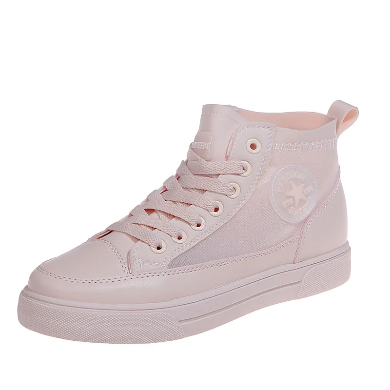 

2021 New High-top Shoes Women's Summer All-match White Shoes Student Flat Mesh Casual Board Shoes Trendy Shoes