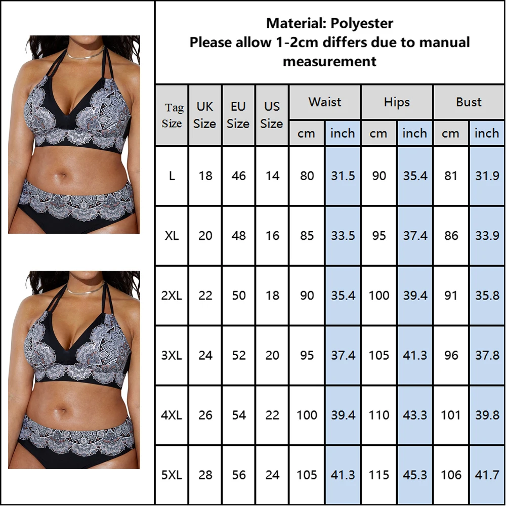 

Plus Size Print Split Swimsuit Bikini Women 2021 Sexy Swimwear Push Up Swimsuit High Waist Bikini Set Bathing Suit Beachwear D30