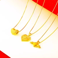 gold necklace for women 24k 24k gold heart lover pendant choker 2020 fashion mother daughter necklaces lucky charm jewelry