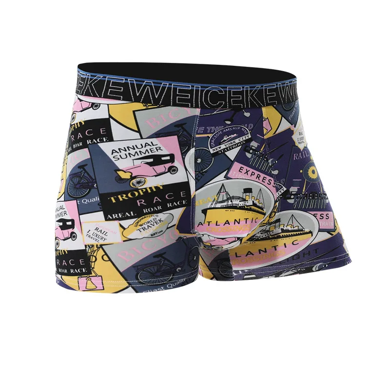 

4PCS Men Boxers Fashion Print Cartoon Young Stylish Pure Cotton Underpants Panda Underwear Boy Boyfriend Gift 2021 New Trend