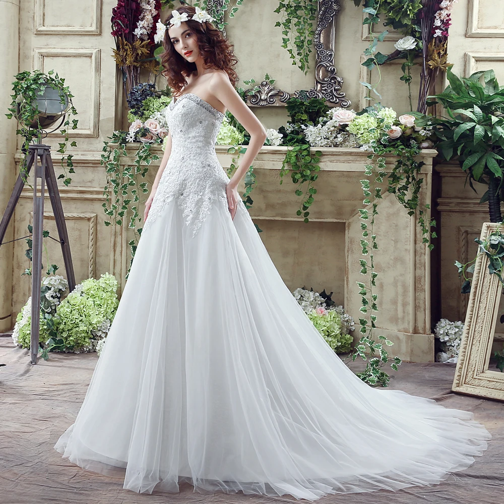 Настоящая фотография аппликации Свадебные платья А 2021 Robe De Mariage Очаровательная