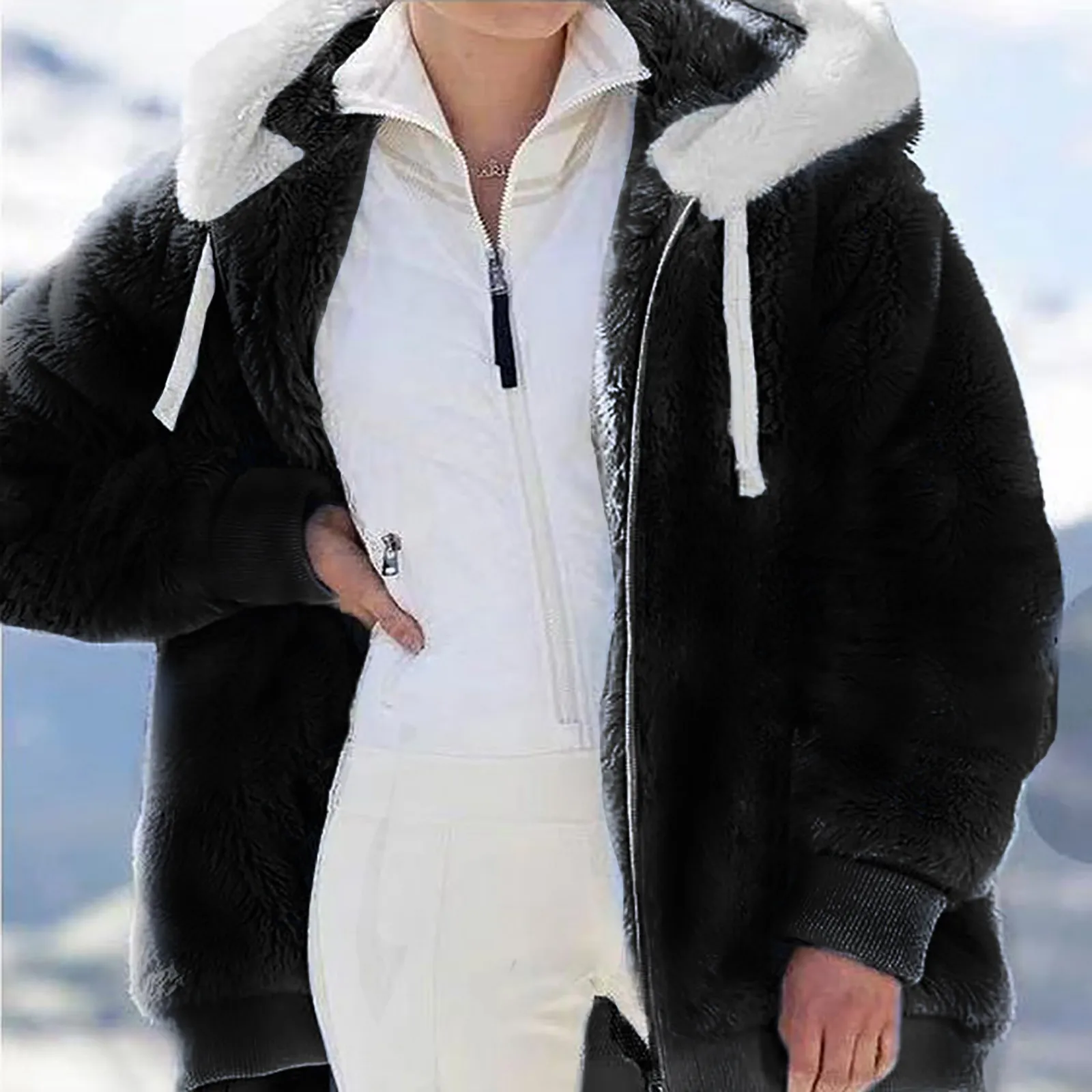 

Women Plus Size Winter Coat Hoodies 2021 Warm Loose Plush Zip Hooded Jacket Coat Casaco Feminino Jaqueta Feminina Veste Femme