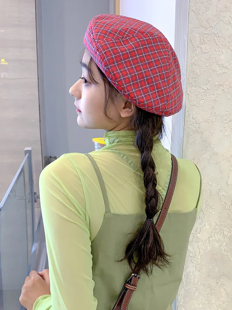 Новый Модный хлопковый берет USPOP винтажный клетчатый Женские Дышащие весенние