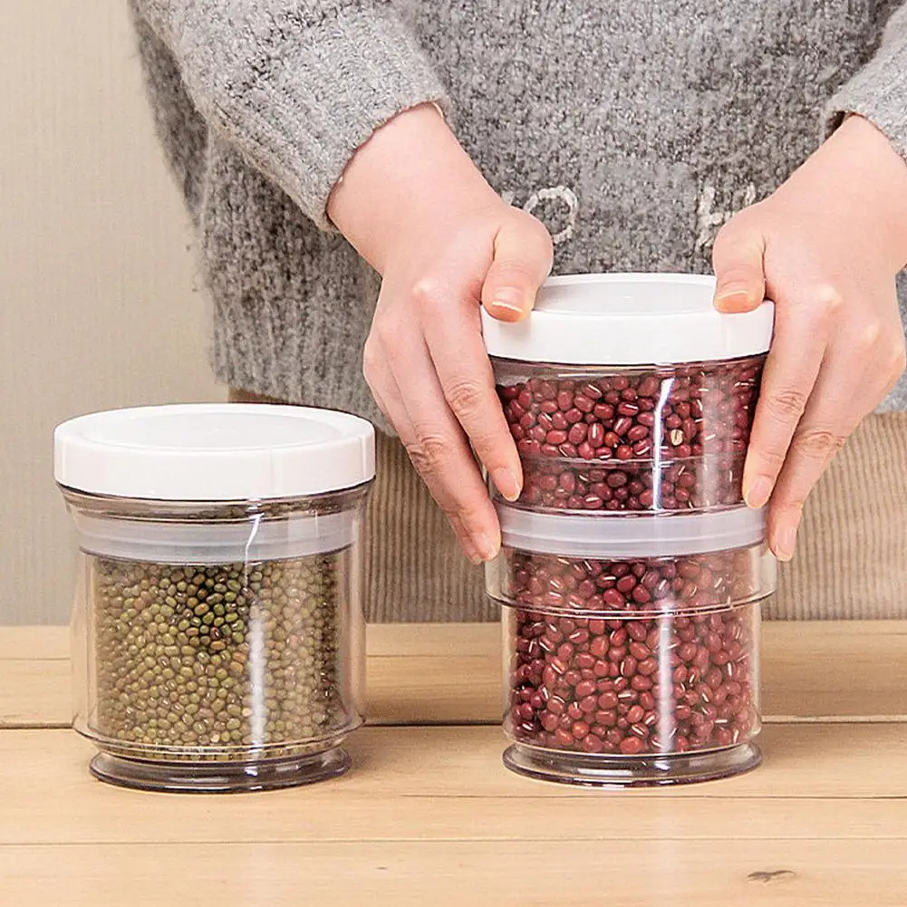 

Пластиковый герметичный контейнер для хранения на кухне, герметичный контейнер, прозрачный, экономит пространство, нажимает вниз, чтобы уд...