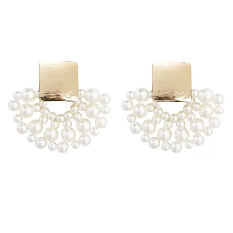 MINHIN Simulated Pearl Stud Earrings Women Bohemian Geometric Earrings Wedding Jewelry Korean Earrings