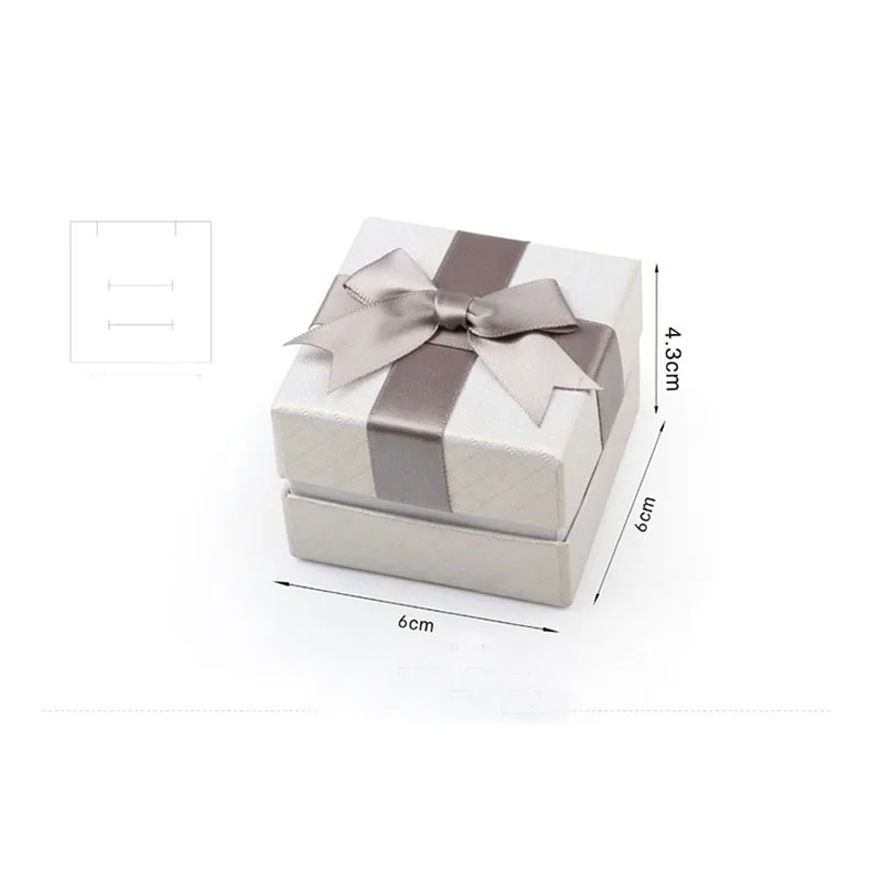 50pcs/Lot Exquisite Jewelry Gift Silk Bow Ribbon Paper Box Ring Square Necklace Wedding Boxes Modern Event Organizer | Украшения и