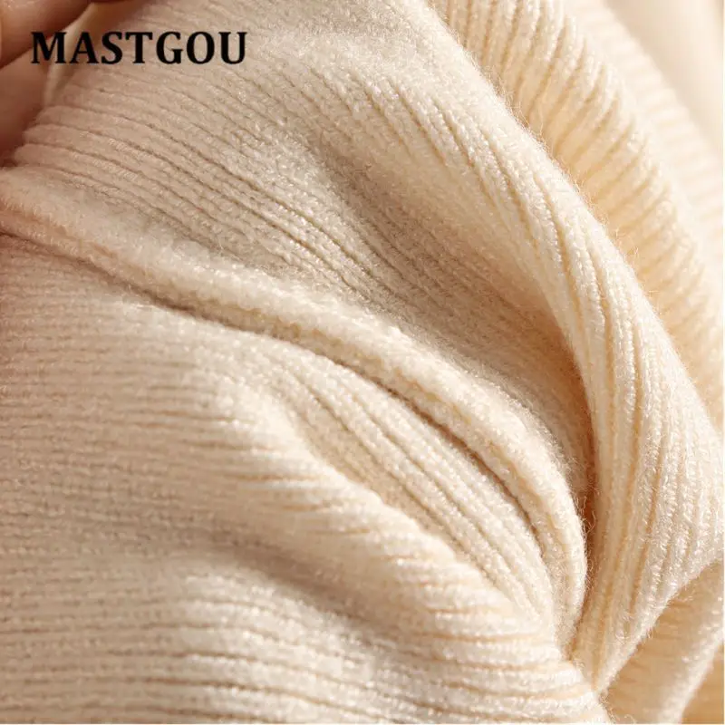 

MASTGOU Solid Women Basic Sweater Autumn Winter CHIC Half Sleeve Womens Sweaters Soft Knitted Elastic Pullovers Top Female Jumpe