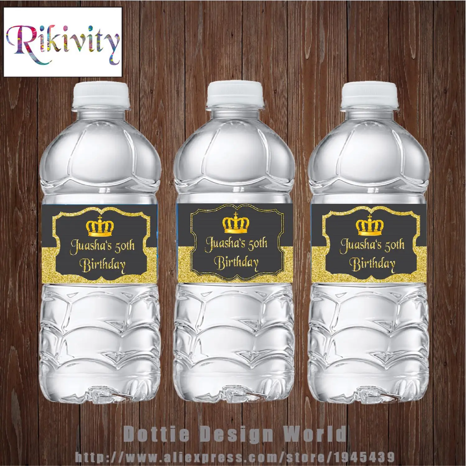 20 шт на заказ золотой блеск для взрослых день рождения бутылка воды этикетка