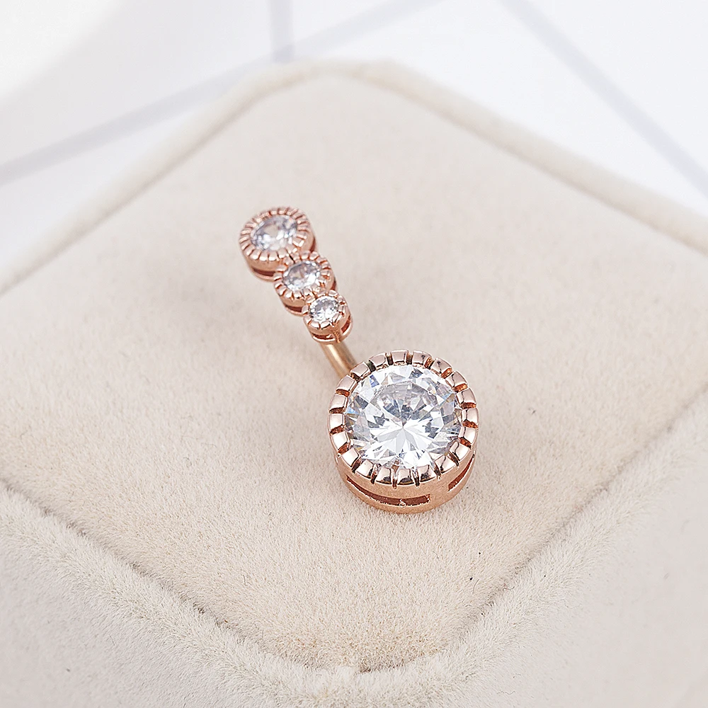 Пирсинг в пупок Женский из хирургической стали с кристаллами 1 шт. - купить по