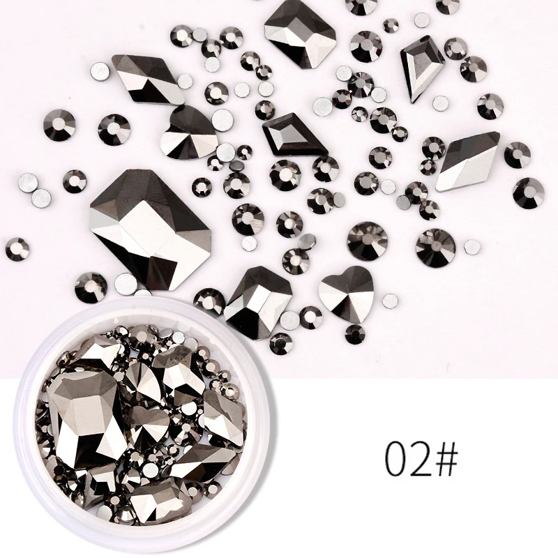 1 коробка блестящие стразы на ногти смешанные размеры Форма AB цвет плоская задняя
