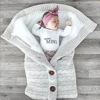 newborn baby winter warm sleeping bag infant button knit swaddle wrap swaddling stroller wrap toddler blanket baby sleeping bag