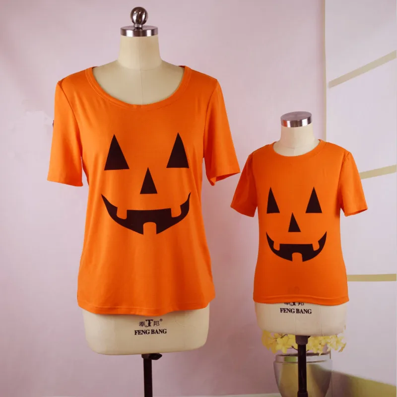 Одинаковые комплекты для семьи на Хэллоуин футболка Топы с короткими рукавами