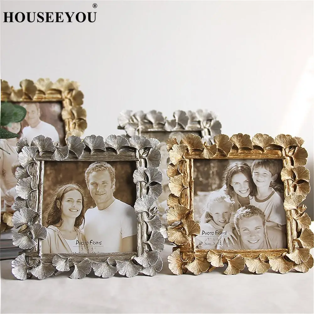 Креативная рамка из смолы золотого и серебряного листьев гинкго винтажная