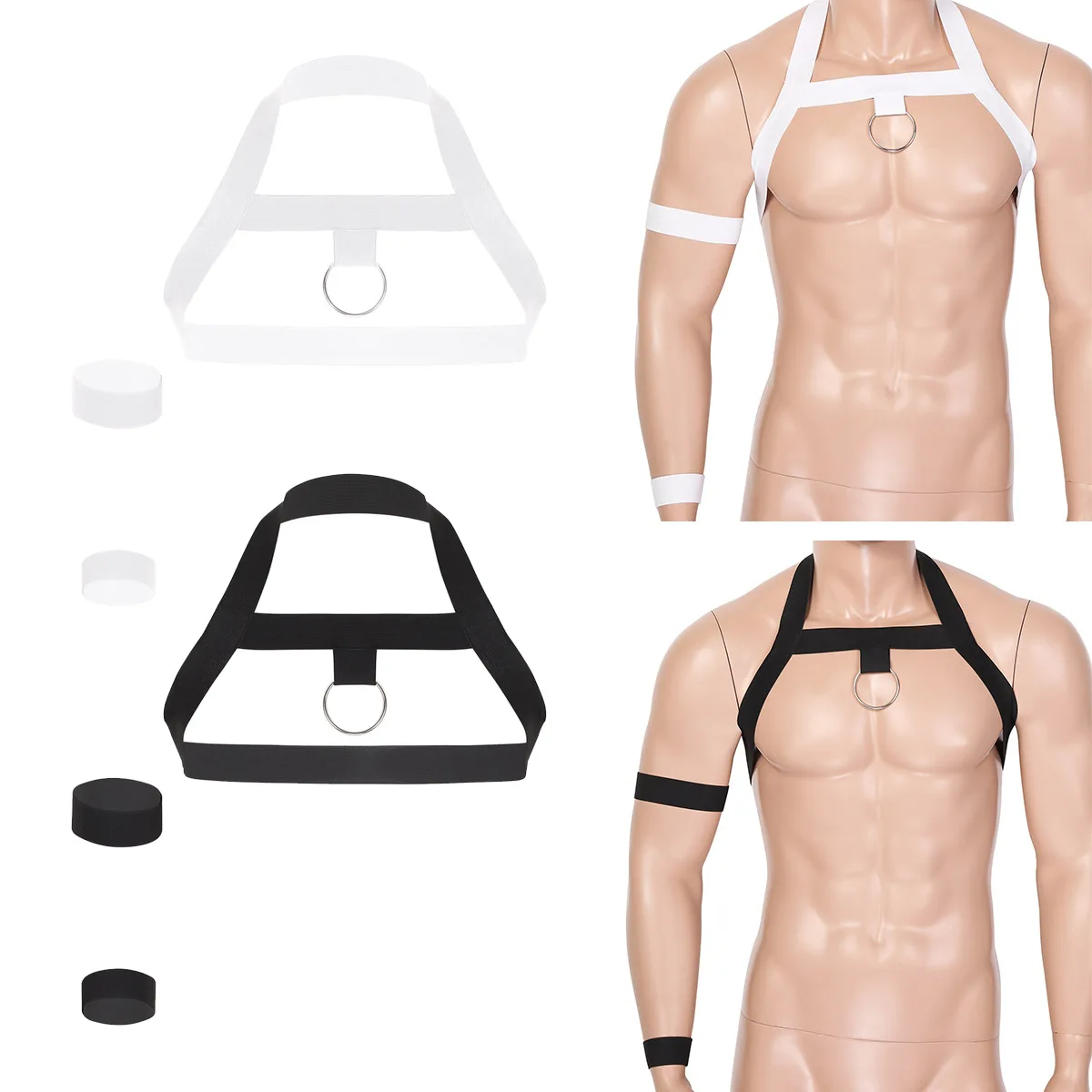 Мужской эластичный ремень с лямкой на шее плече груди повязкой руку и ремешком