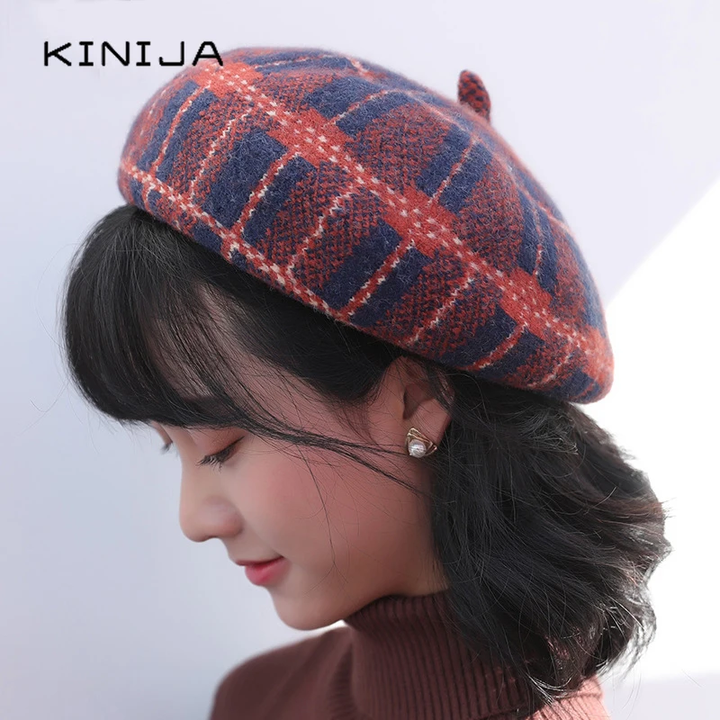 Новый шерстяной флоппи берет корейский художник шляпа леди осень зима шерстяная