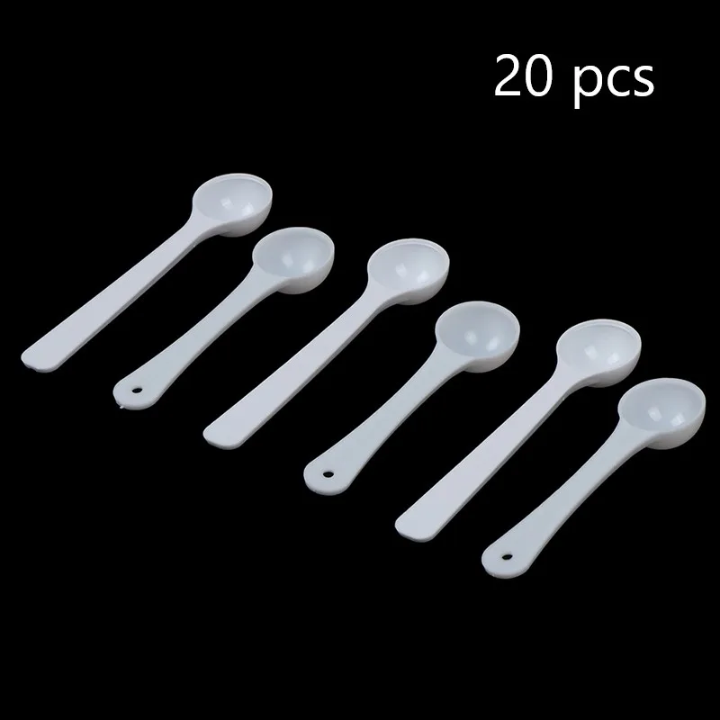 

20 Stks/partij 1G Professionele Plastic 1 Gram Scoops/Lepels Voor Voedsel/Melk/Waspoeder/Medcine wit Maatlepels