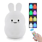 RGB светодиодный ночник в виде кролика с сенсорным управлением и таймером, приглушаемый силиконовый мультяшный светильник в виде кролика, подарок для детей и малышей
