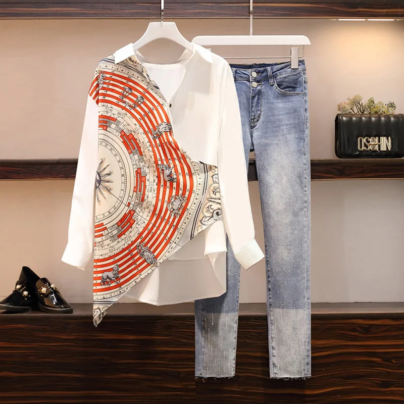 Костюм Женский Повседневный из двух предметов рубашка с длинным рукавом и