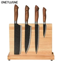 kitchen magnetic knife holder with powerful magnet bamboo wood magnetic knife guard holder knife organizer block