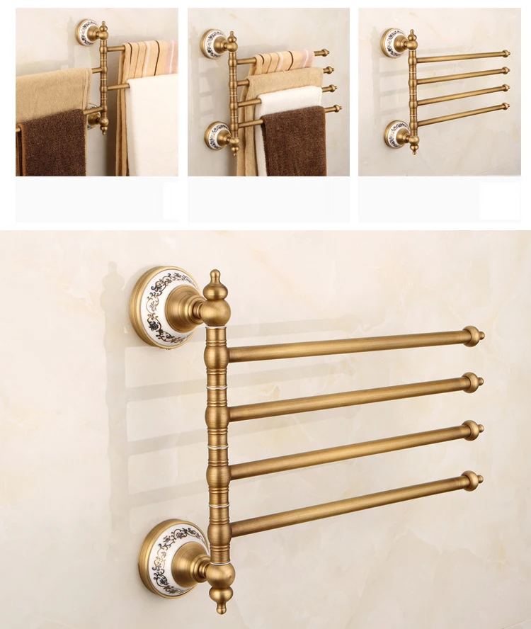 Античная латунная вешалка для полотенец ванной комнаты настенное крепление