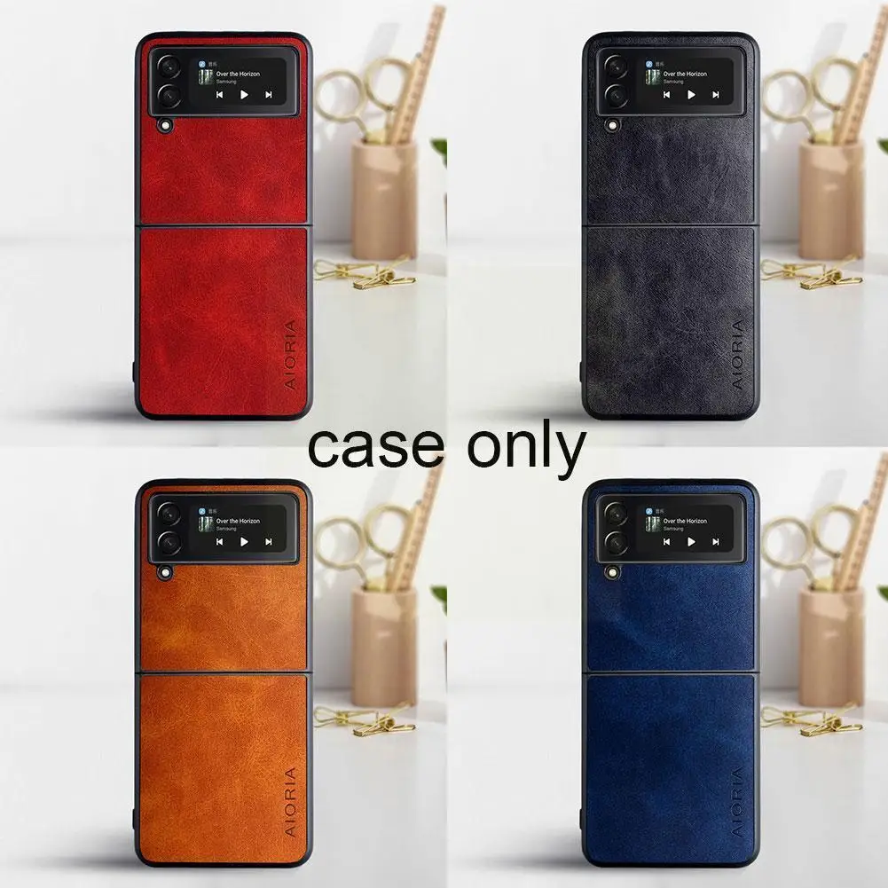 

PU Leather Silicone Phone Case For Samsung Z Flip3 Phone Phone Anti-collision Anti-drop Cover Protective Case And Vintage 5 W8C0