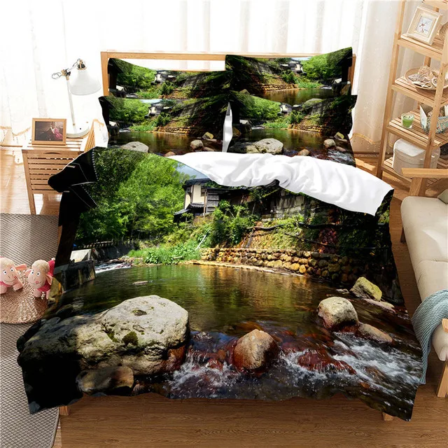 

Stone Tree Lake Bedding Set Scenery Fashion 3d Duvet Cover Set Comforter Bed Linen Twin Queen King Single Size Dropshipping Gift
