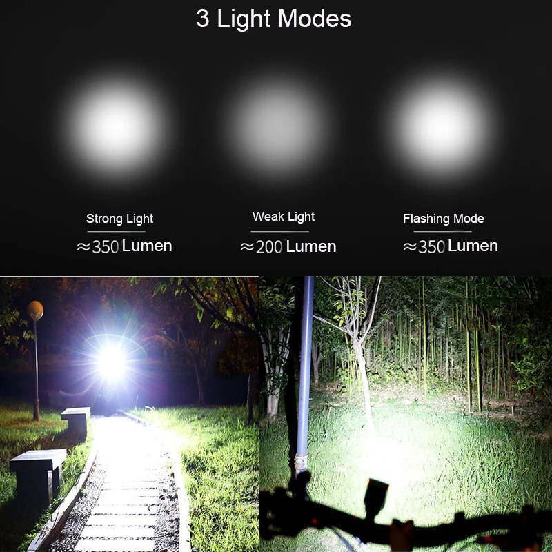 

Outdoor 2000mah Solar Bicycle Light Recharge Bike Front Lamp Waterproof LED Headlight Warning Cycling Taillight Bike Rear Light