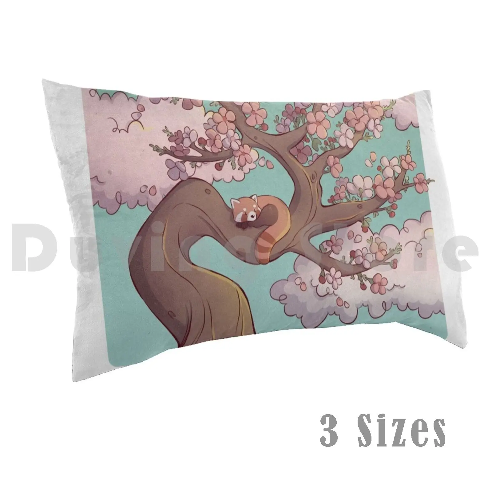 

Red Panda Pillow Case Printed 50x75 Red Panda Cute Animal Creature Japan Cherry Blossom Tree Pink Blue Teal