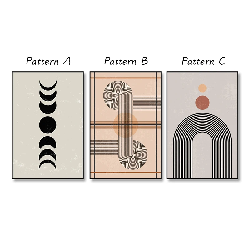 Абстрактная Минималистичная линия настенное искусство солнце и луна пейзаж фаза