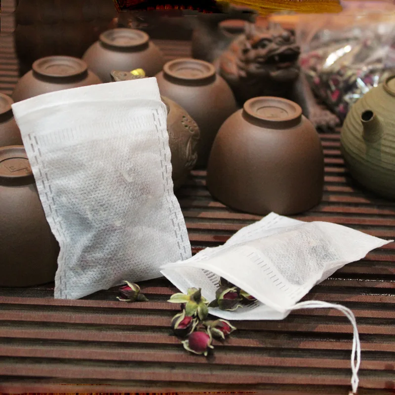 100 шт./лот чайные пакеты из фильтровальной бумаги термосварные чайное ситечко для