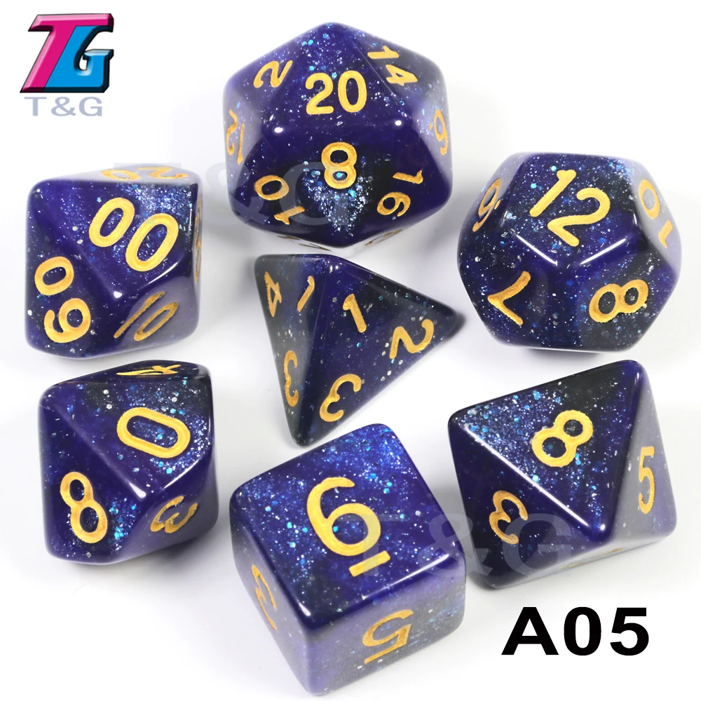 A05 Супер Вселенная Галактика игральные кости DND набор D4-D20 Подземелья и Драконы РПГ лучшие подарки 15 цветов на выбор - Цвет: A05