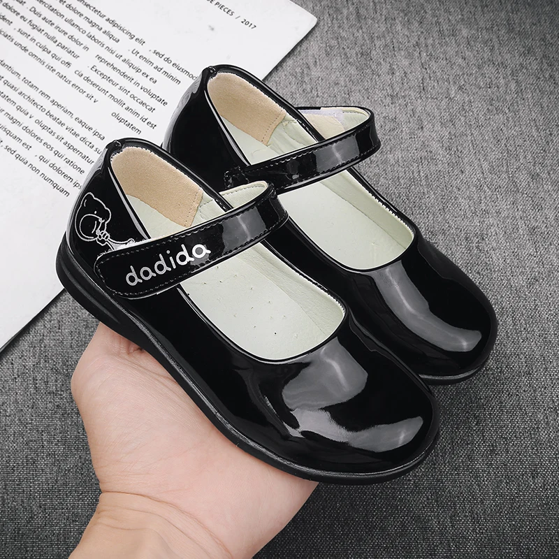 

New Children‘s Mary Jane Shoes For Girls Princess Leather School Shoes Black Dress Flats Flower Wedding Black Kids Sneakers Shoe