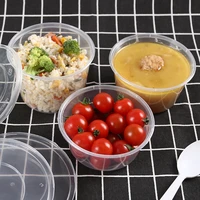50pcs 250ml microwavable disposable round lunch box restaurant kitchen meal container food storage bento box with lids