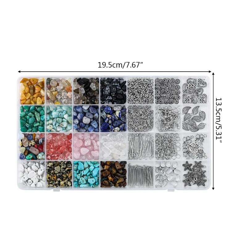 

1 Set Natural Irregular Gemstones Beads Kit with Jump Rings Ear Hooks Lobster Clasps Pendants for DIY Jewelry Making