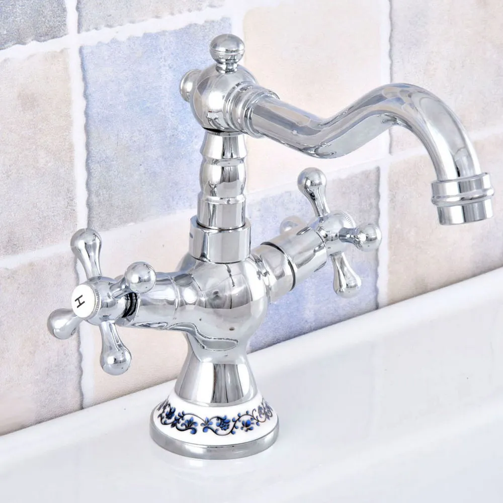 Mixer Tap Swivel Spout Dual Cross Handles Ceramic Base One Hole Msf668