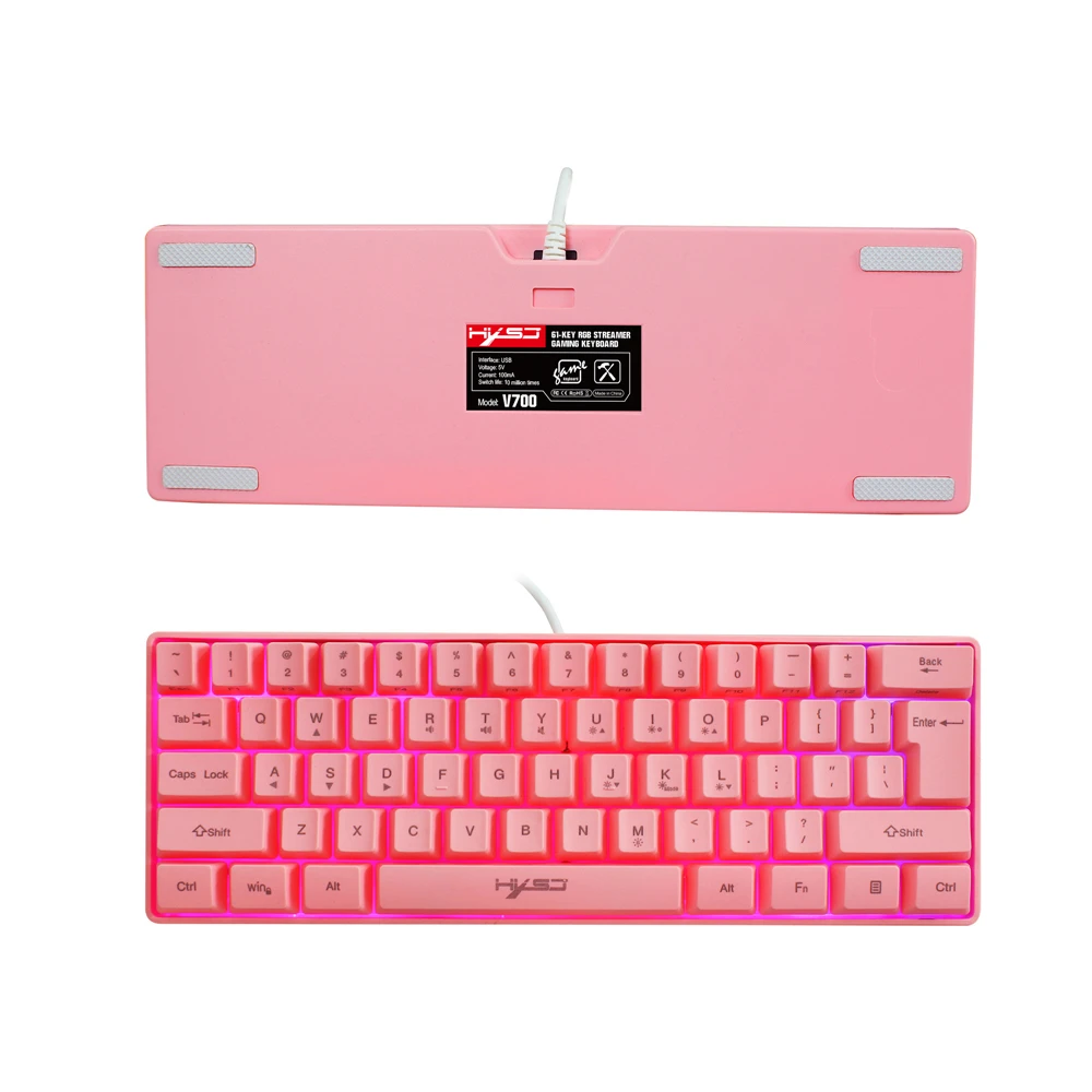 

61 Keys Gaming Keyboard RGB Lighting Wired Keyboards With Box For Tablet Desktop PC Computer Multiple Shortcut Key Combinations