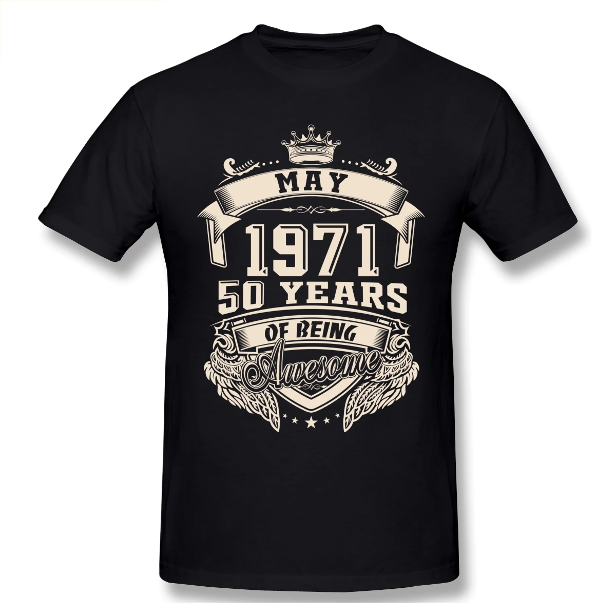 

Born In May 1971 50 Years Of Being Awesome T Shirt Plus Size Cotton Crewneck Short Sleeve T Shirts