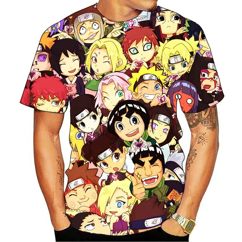 

Summer Men's T-shirt Shirt Harajuku Animation Theme 3D Anime Sports Shirt Street Hip Hop Fitness Clothing 2021 Loose Breathable