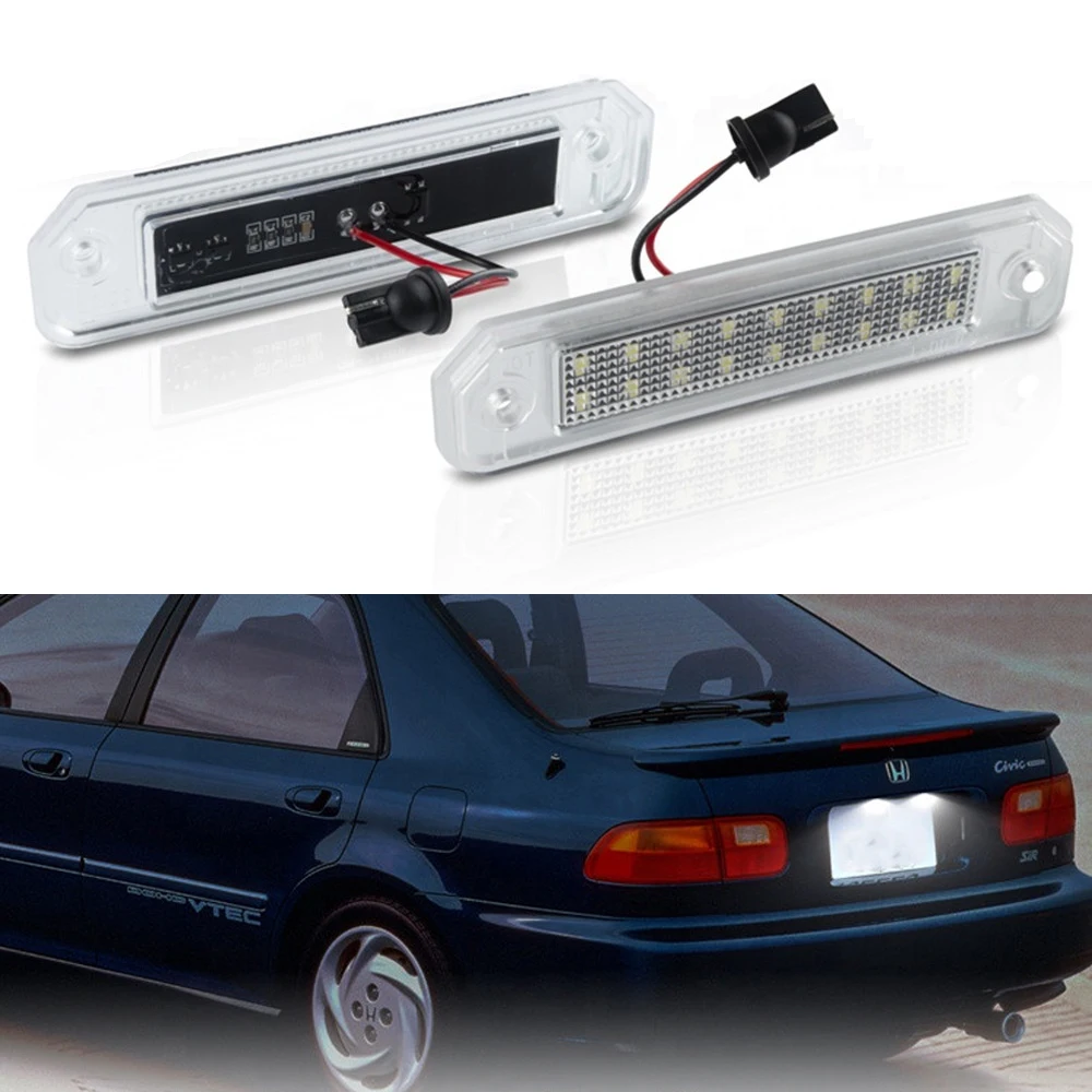 2pcs Car LED License Number Plate Light Lamp Fit For Honda Civic Del Sol Trunk 1993 1994 1995 1996 1997 Canbus Error Free