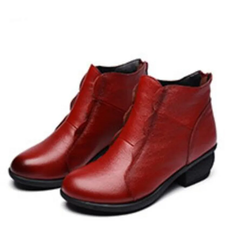 Женские ботинки из натуральной кожи на толстом каблуке | Обувь