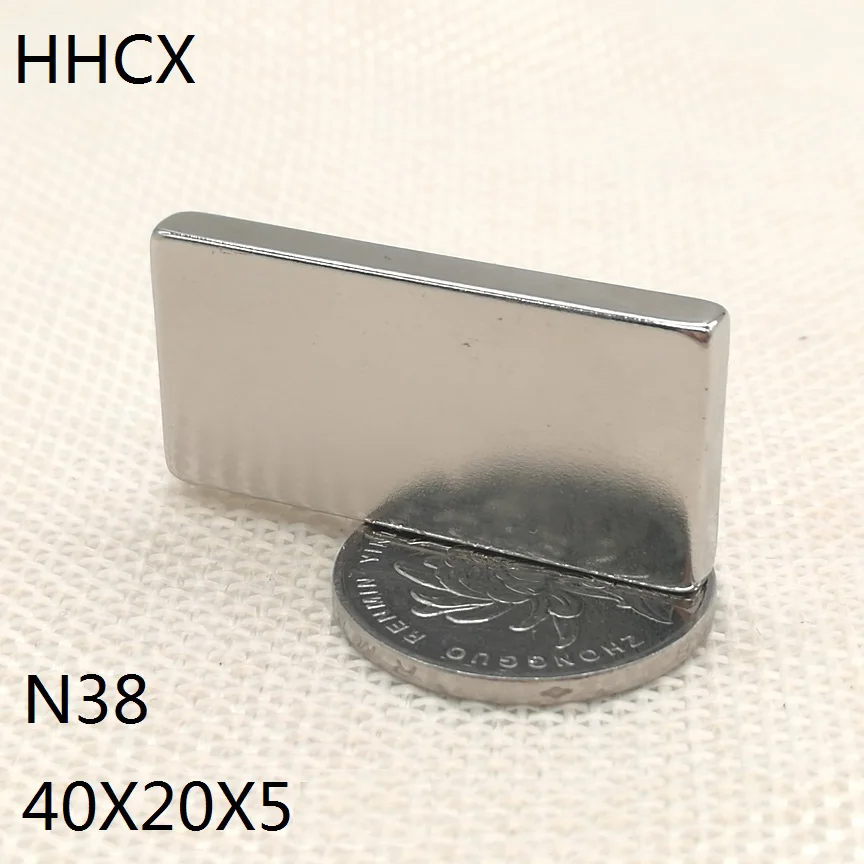 10 шт./лот магнит 40x20x5 N38 сильный квадратный NdFeB 40*20*5 неодимовые магниты для moto |