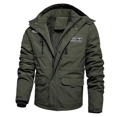 Winter Men's Bomber Jacket Casual Men Fleece Warm Hooded Coats Mens Overcoat Army Tactics Windbreaker Jackets Clothing