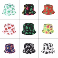 womens hat unisex korean version double sided large brim sunscreen maple leaf bucket hat mens outdoor fishing cap