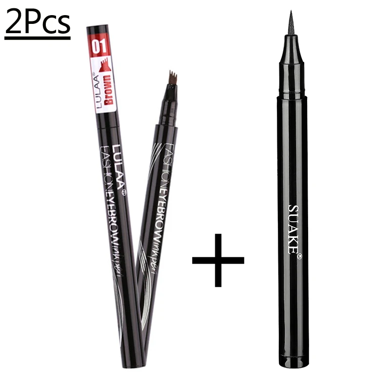 

1/2Pcs Double Ended Eyebrow Pen Eyeliner Pen Waterproof Long Lasting Eyebrow Pencil Brown Brow Tattoo Makeup Beauty Tools TSLM1