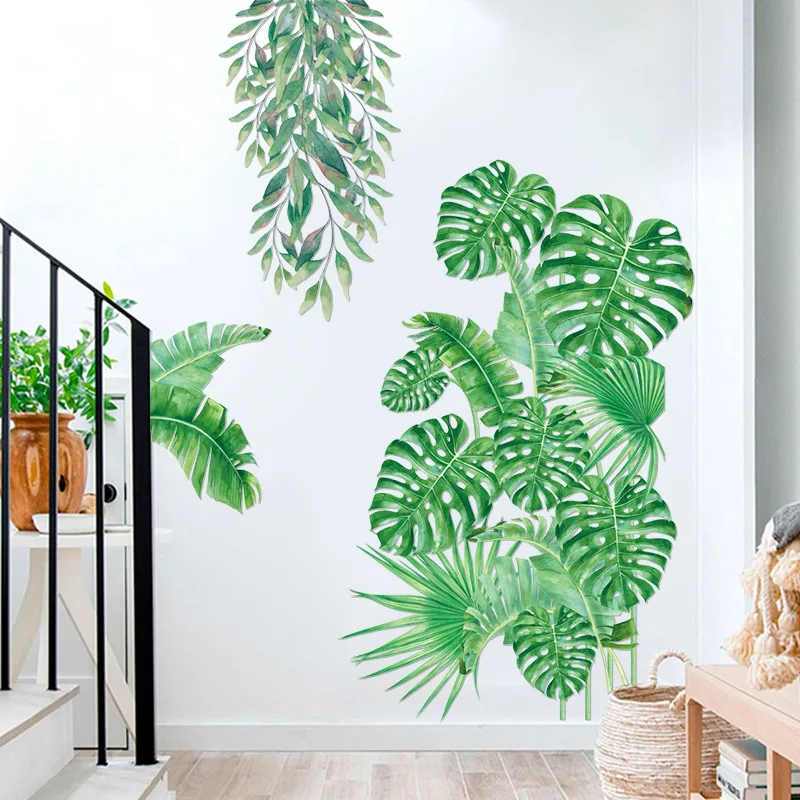 

Nordic Style Tropical Plants Leaves Wall Stickers for Living Room Bedroom Eco-friendly Vinyl Wall Decals Art Poster Home Decor