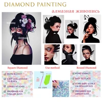 diamond art painting sad girls with flowers headdress 5d diy cross stitch rhinestones square or round diamond home wall decorati