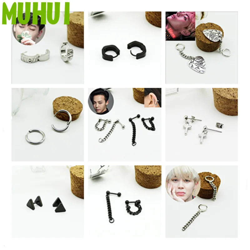 2019 Kpop LUHAN GD BAP JUNGKOOK V SUGA серьги унисекс для женщин и мужчин ювелирные изделия Brinco