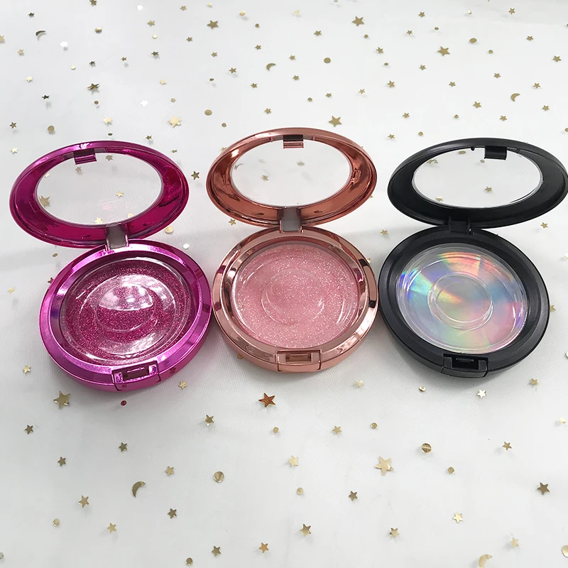 Заказная круглая зеркальная коробка для ресниц натуральных 3D 5D норковых